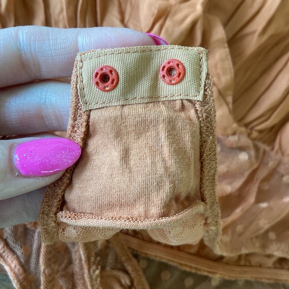 Free People Call Me Later bodysuit ruffle sleeves deep v copper flouncy medium - Picture 9 of 16